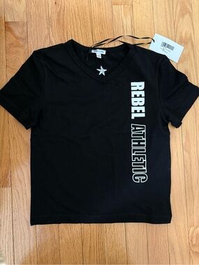 Rebel Athletic Girls YS Black Graphic V-Neck Tee
